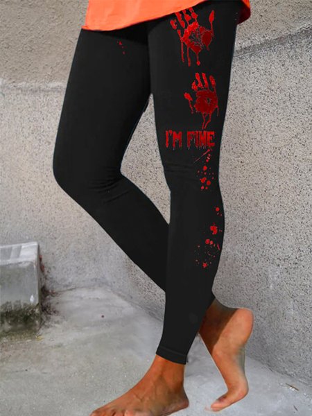 

Women's funny I’m Fine Halloween Casual Legging, Black, Leggings