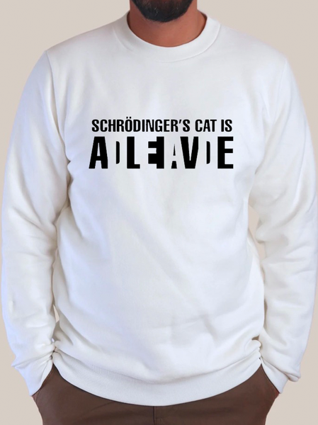 

Men's Schrodinger's cat ADLIAVDE Crew Neck Text Letters Casual Sweatshirt, White, Hoodies&Sweatshirts
