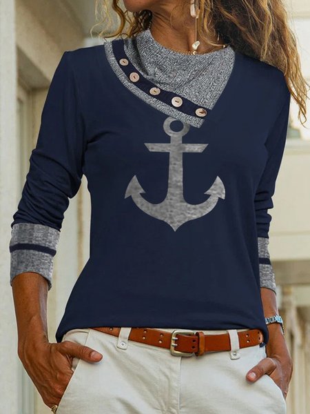 

Anchor Others Casual Loose Shirt, Dark blue, Shirts & Blouses