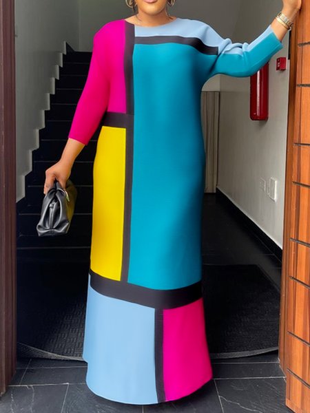 

Geometric Urban Jersey Regular Fit Dress, Multicolor, Maxi Dresses