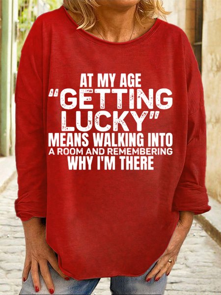 

Women's Funny At My Age Getting Lucky Casual Crew Neck Sweatshirt, Red, Sweatshirts & Hoodies