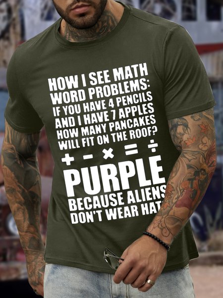 

Men’s Text Letters Crew Neck Regular Fit Casual T-Shirt, Army green, T-shirts