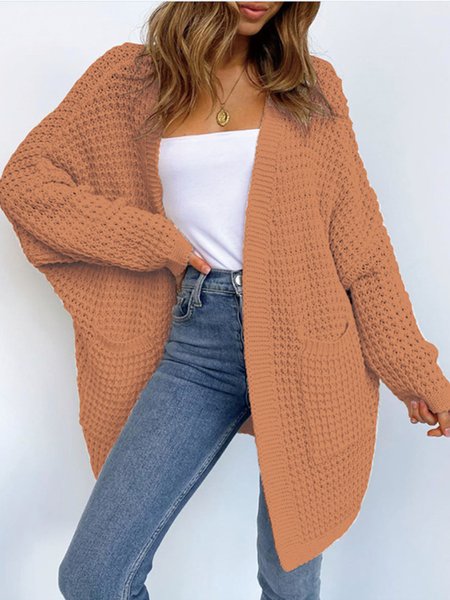 

Casual Wool/Knitting Cardigan, Orange, Sweaters