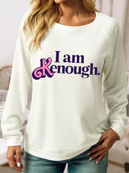 

Women's Funny I am Kenough Text Letters Regular Fit Crew Neck Casual Sweatshirt, White, Hoodies&Sweatshirts
