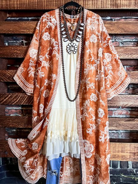 

Regular Fit Floral Casual Others Kimono, Caramel, Cardigans