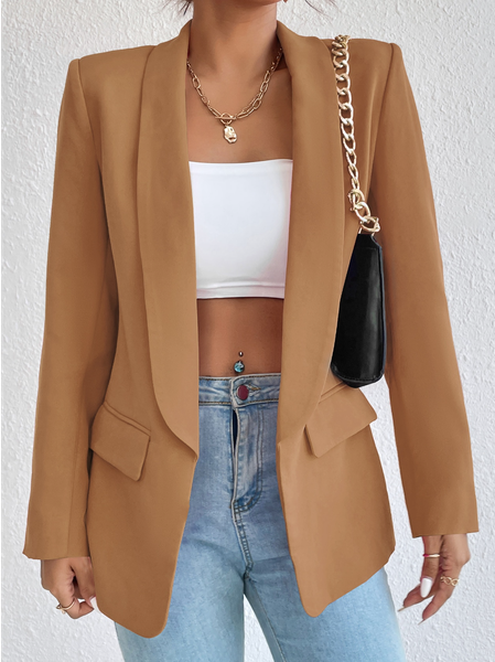 

Shawl Collar Regular Fit Casual Blazer, Khaki, Blazers