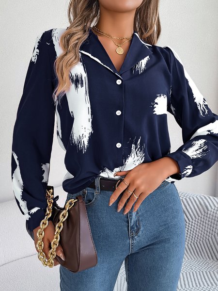 

Casual Abstract Blouse, Blue, Shirts & Blouses