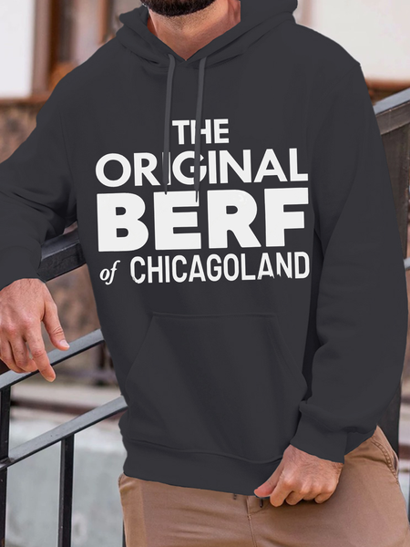 

The original berf of chicagoland Men's Text Letters Casual Hoodie Loose Hoodie, Gray, Hoodies&Sweatshirts