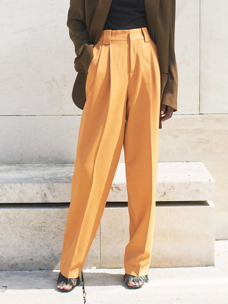 

Regular Fit Plain Urban Pants, Yellow, Pants