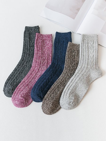 

5pairs Women Striped Warmth Crew Mid-calf Socks, Color2, Socks