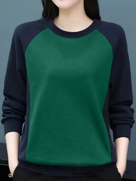 

Casual Crew Neck Color Block Sweatshirt, Green, Hoodies & Sweatshirts