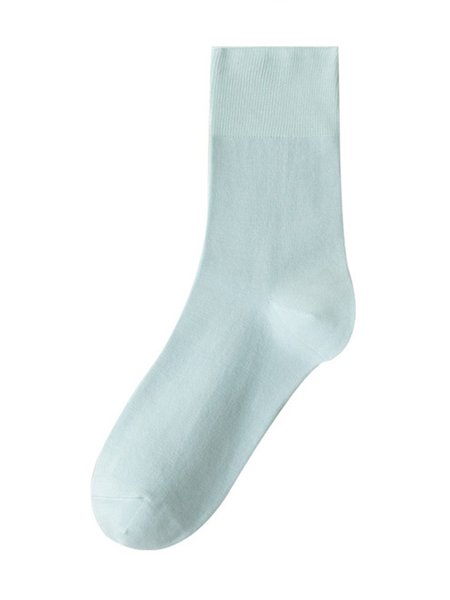 

1pair Casual High-Elastic Plain Mid-calf Socks, Lightgreen, Socks