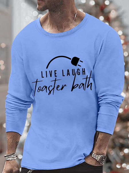 

Men's Live Laughing Toaster Bath Cotton Casual Top, Light blue, Long Sleeves