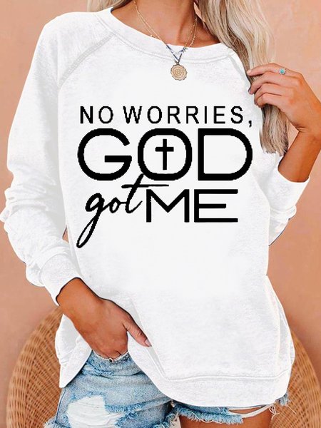 

Women's Casual God Got Me Sweatshirt, Light gray, Hoodies&Sweatshirts