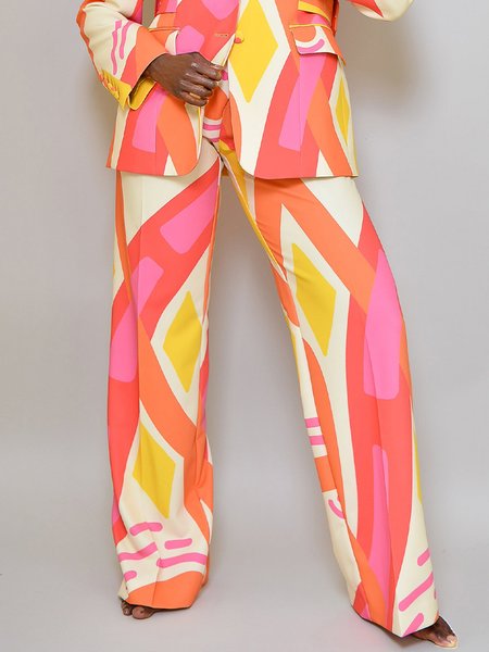 

Geometric Urban Regular Fit Fashion Straight Pants, As picture, Pants