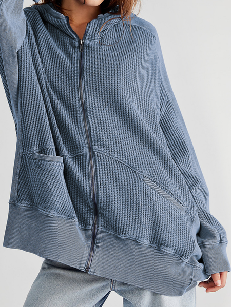 

Hoodie Long Sleeve Plain Regular Micro-Elasticity Loose Jacket For Women, Blue, Jackets