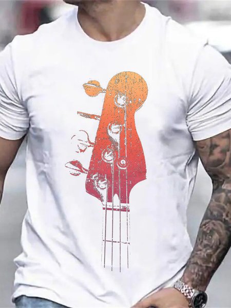 

Crew Neck Regular Fit Casual Printing Short Sleeve T-Shirt, White, T-Shirts
