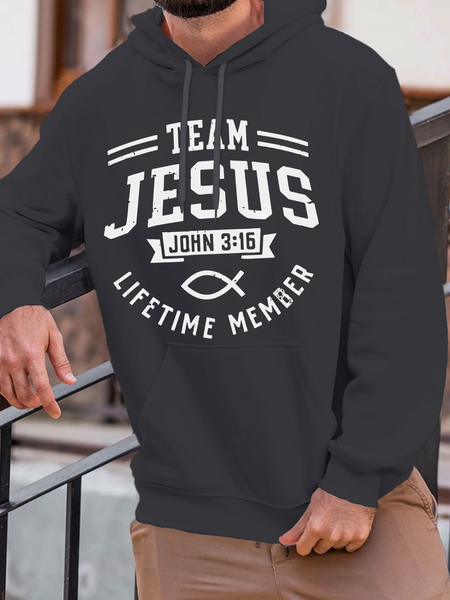 

TEAM JESUS JOHN LIFETIME MEMBER Men's Jesus Copy Loose Hoodie Casual Hoodie, Gray, Hoodies&Sweatshirts