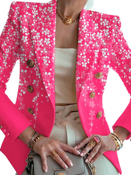 

Lapel Collar Casual Floral Blazer, Pink, Blazers