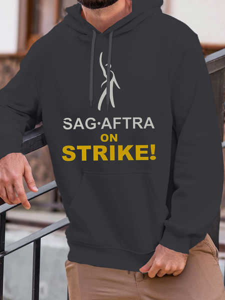 

SAG AFTRA ON STRIKE Men's Casual Loose Hoodie Hoodie, Gray, Hoodies&Sweatshirts