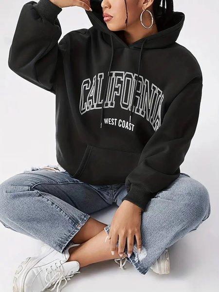 

Loose Casual Hoodie, Black, Sweatshirts & Hoodies