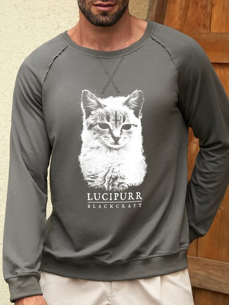 

Men’s Lucipurr Blackcraft Casual Cat Sweatshirt, Gray, Hoodies&Sweatshirts