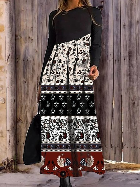 

Knitted Ethnic Casual Dress, Black, Dresses