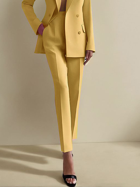 

Regular Fit Plain Urban Fashion Long Pants Straight pants, Yellow, Pants