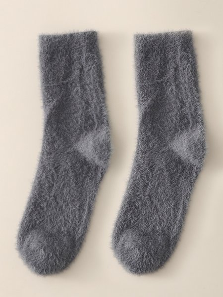 

Imitation Mink Fur Coral Fleece Warm Fleece Stockings, Deep gray, Socks