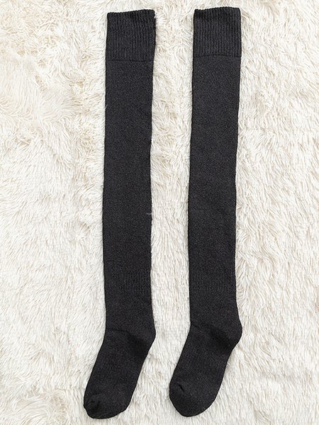 

1pair Women Minimalist Comfy Over the Knee Socks, Deep gray, Socks