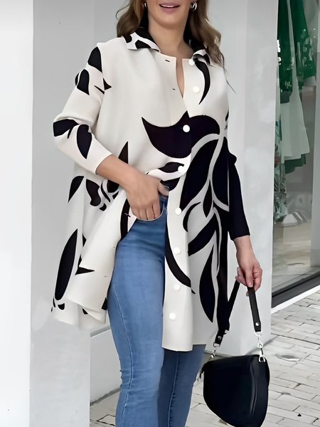 

Urban Shirt Collar Loose Floral Blouse, As picture, Blouses and Shirts