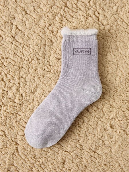 Warm and Cold Fleece Floor Socks, Light purple, Socks