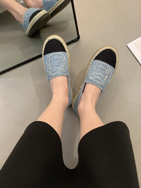 

Denim Canvas Spike Espadrilles, Blue, Flats