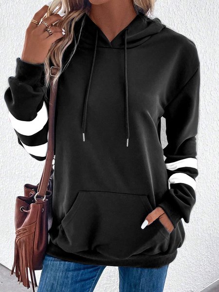 

Casual Color Block Hoodie Loose Hoodie, Black, Hoodies & Sweatshirts
