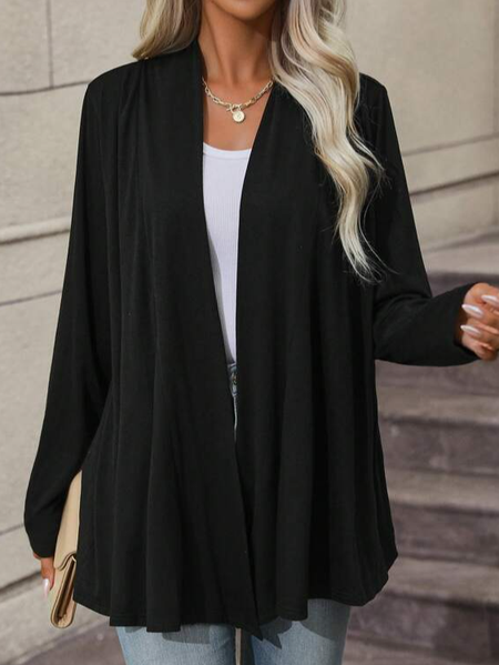 

Shawl Collar Casual Knitted Kimono, Black, Cardigans