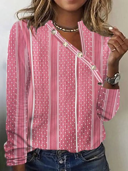 

Loose Others Casual Geometric T-Shirt, Pink, T-Shirts