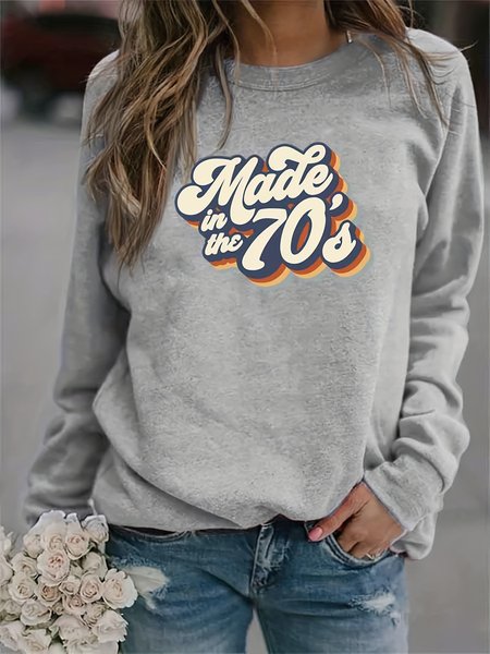 

Women's Streetwear Monogram Slogan Loose Crew Neck Sweatshirt, Gray, Sweatshirts & Hoodies