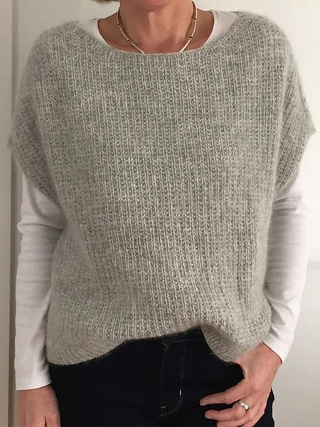 

Casual Acrylic Crew Neck Loose Sweater, Gray, Sweaters