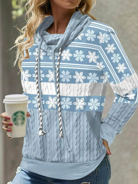 

Casual Turtleneck Loose Hoodie, Blue, Sweatshirts & Hoodies