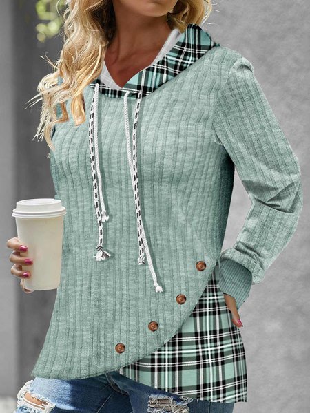 

Knitted Loose Split Joint Casual Hoodie, Aqua, Sweatshirts & Hoodies