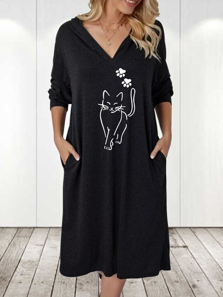 

Loose Casual Dress, Black, Dresses