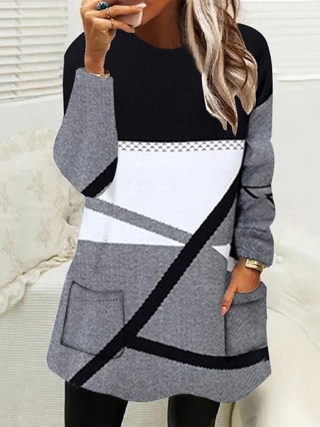 

Color Block Casual Loose Dress, Black, Dresses