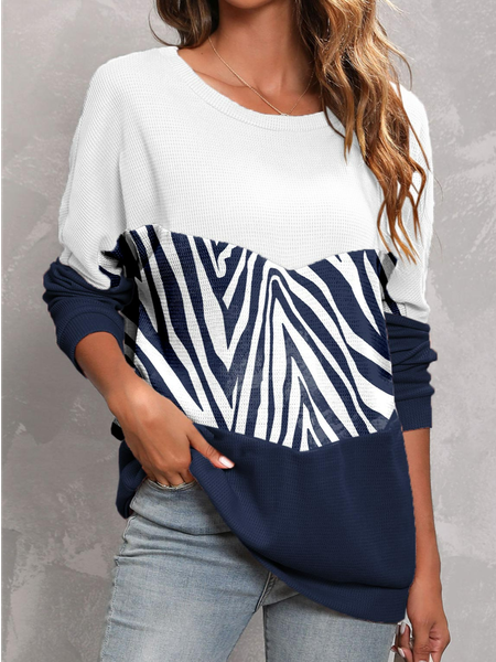 

Loose Casual Color Block Sweatshirt, Blue, Sweatshirts & Hoodies
