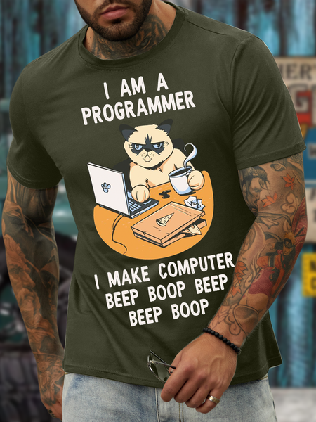 

Men's I am a programmer Loose Casual Cotton-Blend T-Shirt, Green, T-shirts