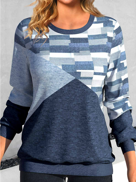 

Crew Neck Loose Sweatshirt, Blue, Sweatshirts & Hoodies