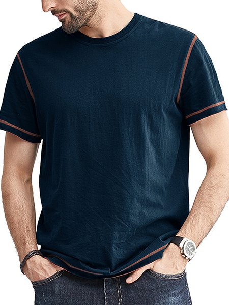 

Regular Fit Casual Printing Crew Neck T-Shirt, Navyblue, T-Shirts
