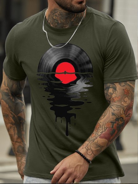 

Men’s Disc Cotton Crew Neck Casual T-Shirt, Army green, T-shirts