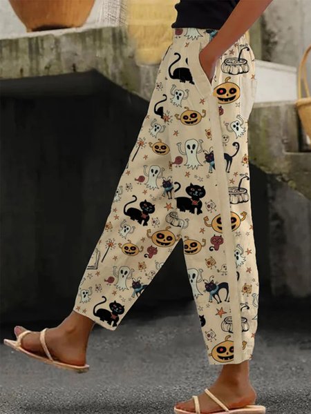 

Loose Halloween Casual Pants, Khaki, Pants