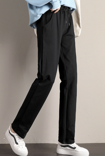 

Casual Plain Pockets Lace-Up Sweatpants & Joggers, Black, Pants