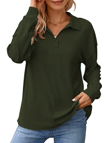 

Casual Plain V Neck Regular Fit T-Shirt, Army green, T-Shirts